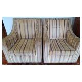 Upholstered Armchairs with Striped Fabric