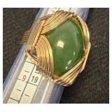 Gold-Tone Nephrite Ring, Size 8 1/4