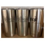 Three Branded Stainless Steel Tumblers