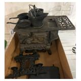 Cast Iron Miniature Stove With Accessories
