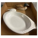 Ceramic Duck Dish and Hand-Painted Duck Figurine