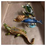 Enameled Animal Trinket Boxes