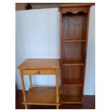 Wood Side Table and Bookshelf Set