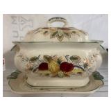 Covered Ceramic Tureen with Fruit Motif