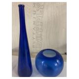 Two Blue Glass Vessels