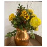 Hammered Copper Vase with Artificial Flowers