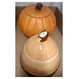 Two Lidded Ceramic Containers, Pumpkin & Acorn