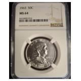 1963 Franklin Half Dollar, NGC MS64 Graded