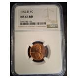1952-D Lincoln Cent MS65 RD by NGC