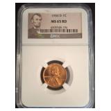 1950-D Lincoln Cent, MS 65 RD, NGC Slabbed