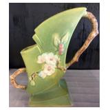 Green Roseville Pottery Vase With Floral Motif