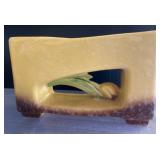 Yellow Ceramic Planter with Floral Design