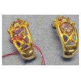 14K Yellow Gold Amethyst Heart Earrings