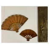 Vintage Fans and Embossed Brass Panel