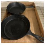 Two Cast Iron Skillets by Wagner and Unmarked