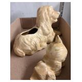 Ceramic Dog Planter and Figurine Set
