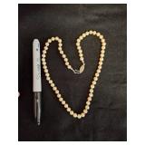 Strand of Knotted Faux Pearl Beads Necklace