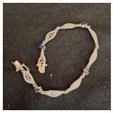 Gold-Tone Bracelet With Blue Stone Accents
