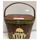 Hand-Painted Wooden Basket with Lid