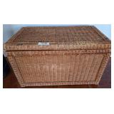 Woven Rattan Storage Chest With Hinged Lid