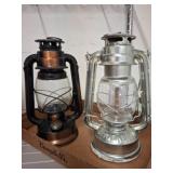 Two Metal Lanterns: Paraffin & Electric Models