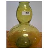 Yellow Glass Gourd-Shaped Vase, 18 Inches