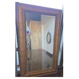 Large Beveled Wall Mirror with Wood Frame