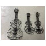 Three Decorative Metal Wall Guitars