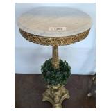 Marble Top Pedestal Table with Ornate Base