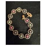 Gold Bracelet with Multicolor Gemstone Accents