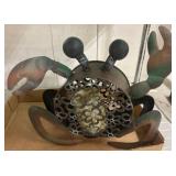 Metal Crab-Themed Lantern with Floral Cutouts