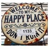 6-Inch Metal Sign With ï¿½Happy Placeï¿½ Text