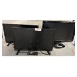 Three 19-Inch Flat Screen TVs With Remotes