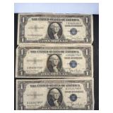 Three 1935D Series U.S. Silver Certificates