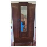 Wooden Wardrobe With Mirror and Drawer