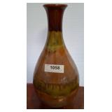 Glazed Ceramic Vase, Brown and Green Decor