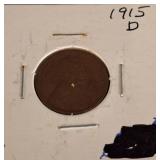 1915-D Lincoln Wheat Cent in Stapled Holder