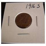 1916-S Lincoln Wheat Penny Coin