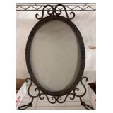 Metal Oval Frame with Decorative Easel Stand