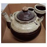 Stoneware Teapot Set with Matching Cups