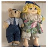 Plush Dolls, Bear and Floral Girl