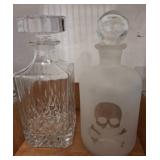 Two Glass Decanters, Clear and Frosted Designs