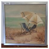 Beach Scene Painting With Metal Frame