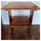 Wooden Table with Lower Shelf, 21x21x30 Inches