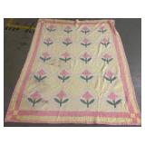 Handmade Patchwork Quilt with Floral Pattern