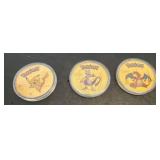 Three Pokï¿½mon Gold-Plated Collectible Coins
