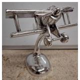 Chrome Biplane Decorative Desk Sculpture