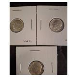 Threeï¿½ Roosevelt Dimes in Holders