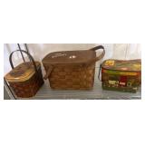 Three Vintage Wooden Picnic Baskets