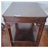 Wood Side Table with Decorative Inlay Top